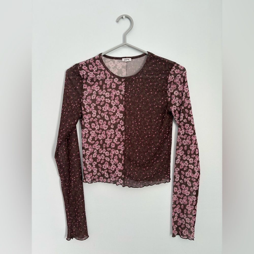 garage mesh accessory top, floral pink and brown, M fits like an S